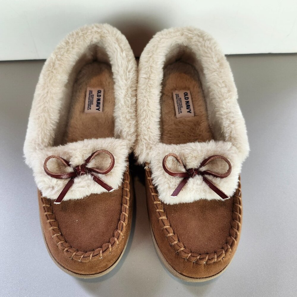 Old Navy Faux-Suede Sherpa-Lined Moccasin Slippers Size 6